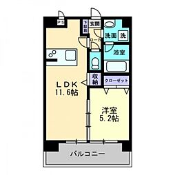 ピュアロイヤル大元 1LDKの間取図画像