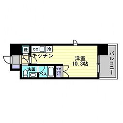 ルラシオン岡山野田屋町 ワンルームの間取図画像