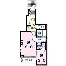 プラチナブルー 1LDKの間取図画像