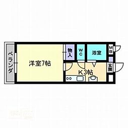 カサエスペランサ 1Kの間取図画像