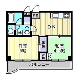 グランツ西古松2 2DKの間取図画像