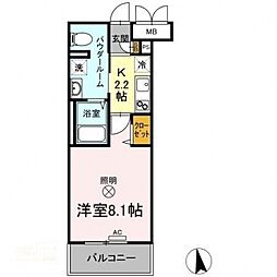 FORESTA岡山医大南 1Kの間取図画像