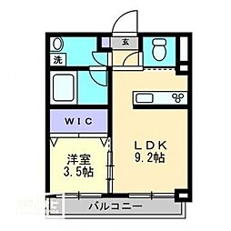 スカイガーデン春日町 1LDKの間取図画像