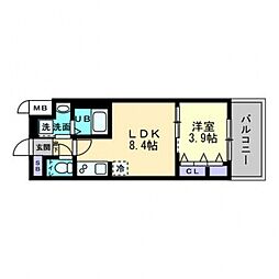 S-RESIDENCE表町 1LDKの間取図画像