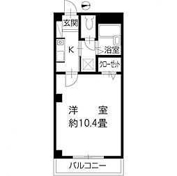 さぼうる住吉 1Kの間取図画像
