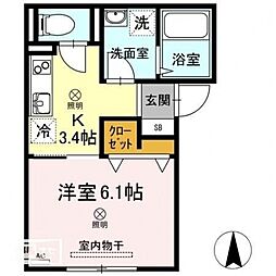 カーサ・リアライズ寿町 1Kの間取図画像