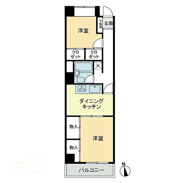 カーサ大和 錦町 302｜香川県高松市錦町1丁目(賃貸マンション2DK・3階・46.11㎡)の写真 その2