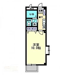 カレッジハイツ山地B 1Kの間取図画像