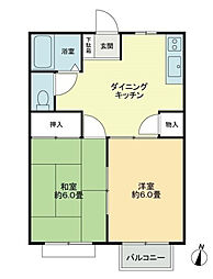 フォブールホロニックＡ 2階2DKの間取り