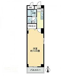 フィネスFUTAMI 1Kの間取図画像
