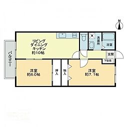 フォブール国分寺 2LDKの間取図画像