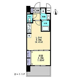 Ｓ−ＲＥＳＩＤＥＮＣＥ中央町ａｌｅｃｔｒａ 6階1LDKの間取り