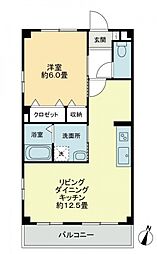 グロリアス 3階1LDKの間取り