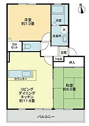 フォブール高松西 2階2LDKの間取り