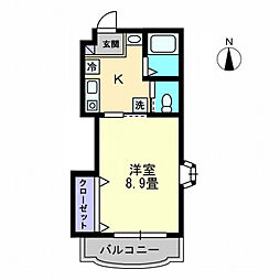Ｊエクレール 2階1Kの間取り