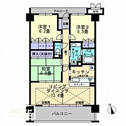 アルファステイツ国際ホテルサイド 2階3LDKの間取り
