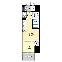 S-RESIDENCE中新町avelis 14階1LDKの間取り