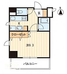 ソレアード古新町 9階1Kの間取り