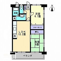 サンクトーム屋島 2LDKの間取図画像