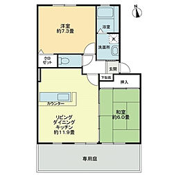 フォブール高松西 2LDKの間取図画像