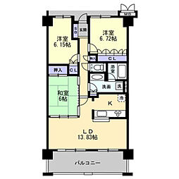 アルファシティ屋島五番館 3LDKの間取図画像