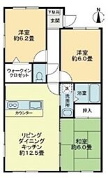 フォブールリブB 3LDKの間取図画像