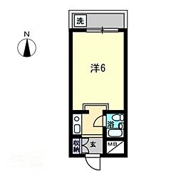 アルファ宮脇町 ワンルームの間取図画像