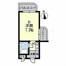 アルファ西宝町 1Kの間取図画像