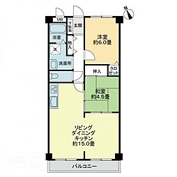フィネス香西 2LDKの間取図画像