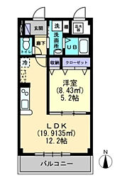 イクエーションスペース 1LDKの間取図画像