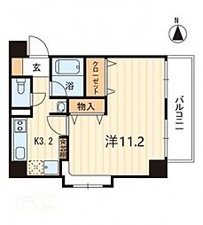 アヴニール若宮 1Kの間取図画像