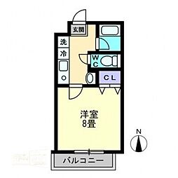 クレアール・ノグチ 1Kの間取図画像