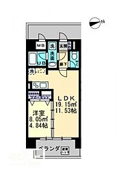 BIG・BAN瓦町駅東 1LDKの間取図画像