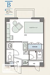 アルファコンフォート高松 1Kの間取図画像