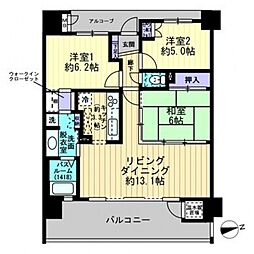 サーパス桜町二丁目 3LDKの間取図画像