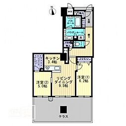 ココマチ高松アルファレジデンシア 2LDKの間取図画像