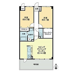 R2つるうち 2LDKの間取図画像
