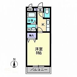 クレールオゴ 1Kの間取図画像
