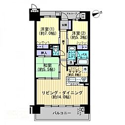 サーパスシティ栗林公園イーストテラス 3LDKの間取図画像