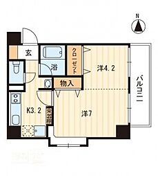 アヴニール若宮 1Kの間取図画像