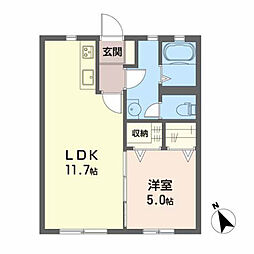 シャーメゾン・ヴィヴァーチェ 1階1LDKの間取り