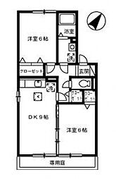シャトーあゆみ 2DKの間取図画像