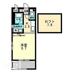サンライズマンション二葉町 1Kの間取図画像