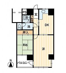 住友ハイツ 2DKの間取図画像