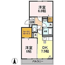 セジュールオッツ 2DKの間取図画像