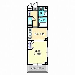 SevenSeas城見 1DKの間取図画像