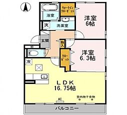 サンハイム 2LDKの間取図画像