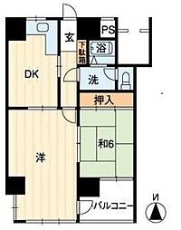 住友ハイツ 2DKの間取図画像