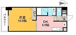 ルガーノ杉井流 1DKの間取図画像
