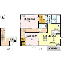 ステラヴィータ B棟 2LDKの間取図画像